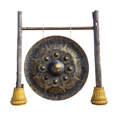 gong isolated on white background with clippingpathの写真素材