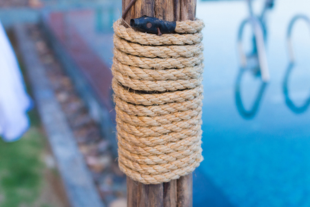 Rope tied , Wooden rope , Main ropeの写真素材