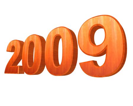 A 3D computer generated wooden 2009 isolated over white.の写真素材