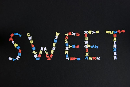 Sweet sugar letters for a cake.の写真素材