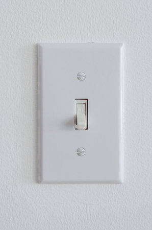 single house interior white wall switch plate against a whte wall