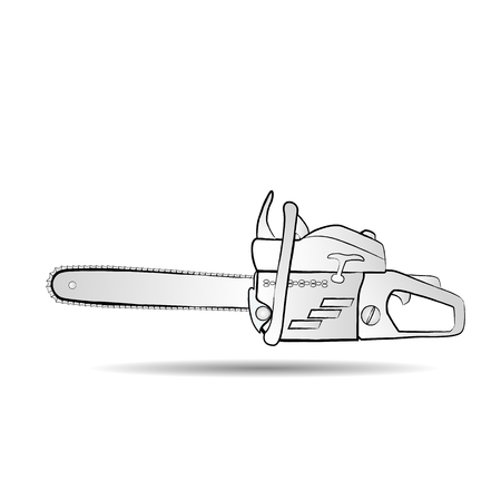 Chainsaw icon in flat style isolated on white background. For your design, logo. Vector illustration.のイラスト素材