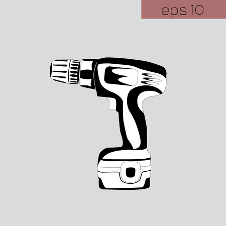 vector illustration icon electric screwdriver on gray backgroundの写真素材