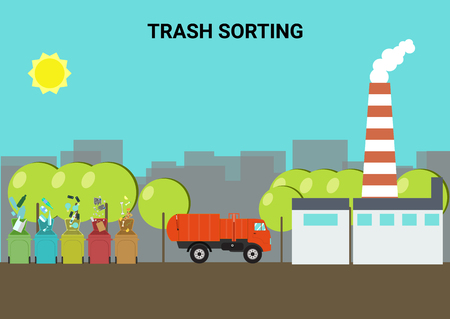 Concept of sorting of waste and waste processingのイラスト素材