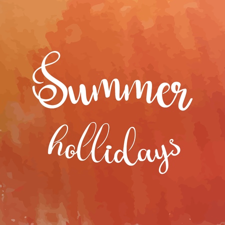 Watercolor background and lettering summer hollidays. Brush lettering composition.のイラスト素材