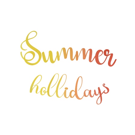 Watercolor background and lettering summer hollidays. Brush lettering composition. Vector Illustration.のイラスト素材