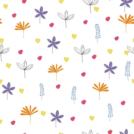 Seamless floral pattern with colorful leaves.のイラスト素材