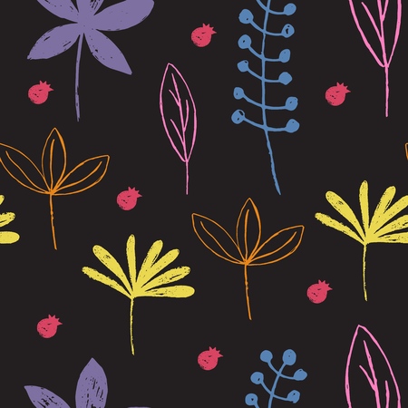 Seamless floral pattern with colorful leaves.のイラスト素材
