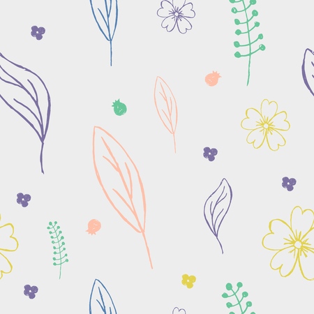 Seamless floral pattern with colorful leaves.のイラスト素材