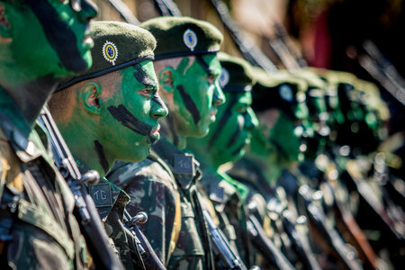 AraÃ§atuba, State of SÃ£o Paulo, Brazil, September 2019 - Brazilian soldiers in patriotic...