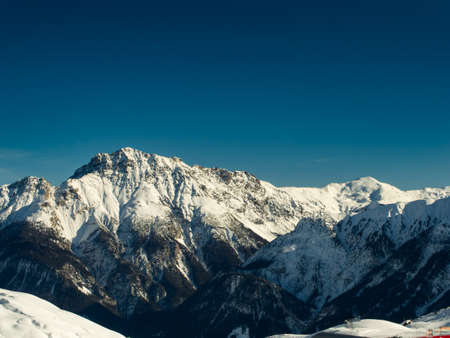 The Sesvenna mountain group in winterの写真素材