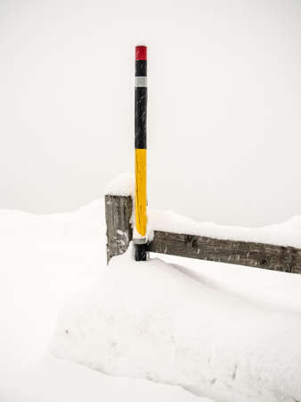 A marking beside the road, Engadine, Switzerlandの写真素材