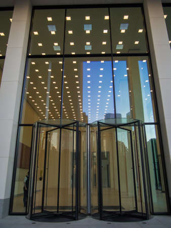Entrance of an office building in Frankfurt, Germany, in one of the most fascinating financial areas of Europeの写真素材