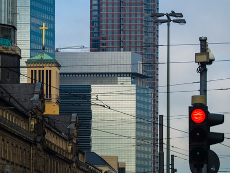 Office buildings in Frankfurt, Germany, one of the most fascinating financial areas of Europeの写真素材