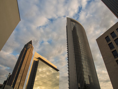 Office buildings in the exhibition site of Frankfurt, Germanyの写真素材