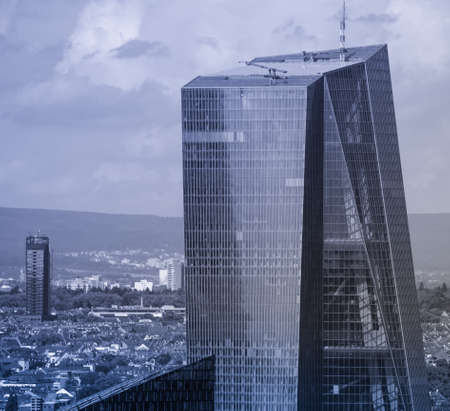 The new building of the European Central Bank headquarters in Frankfurt, Germanyの写真素材