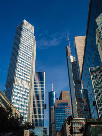 Business buildings in the financial district of Frankfurt, Germanyの写真素材