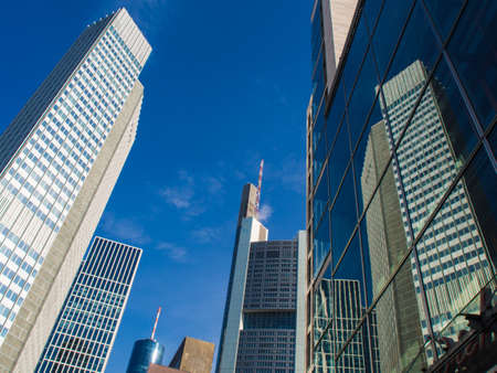 Office buildings in the financial district of Frankfurt, Germanyの写真素材