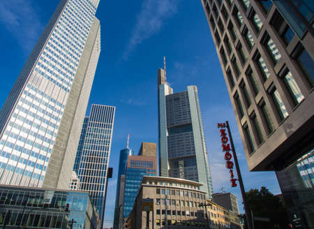 Office buildings in the financial district of Frankfurt, Germanyの写真素材