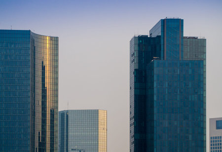 Glass facades of skyscrapers in Frankfurt ,. Germanyの写真素材