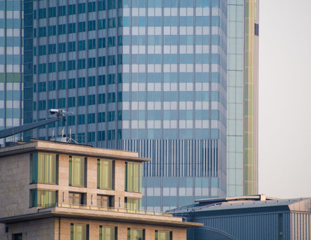 Facades of skyscrapers in Frankfurt ,. Germanyの写真素材