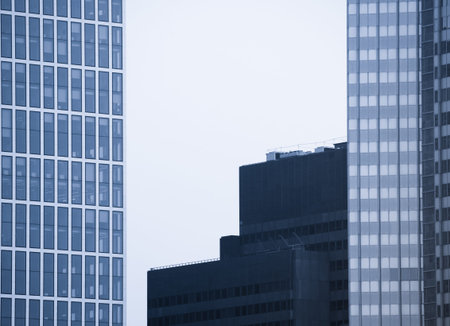 Glass facades of skyscrapers in Frankfurt ,. Germanyの写真素材