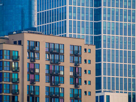 Facades of skyscrapers in Frankfurt ,. Germanyの写真素材