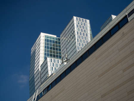 Dynamic skyscrapers in the center of Frankfurt, Germanyのeditorial素材