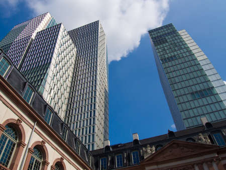 Skyscrapers and old architecture in Frankfurt, Germanyのeditorial素材