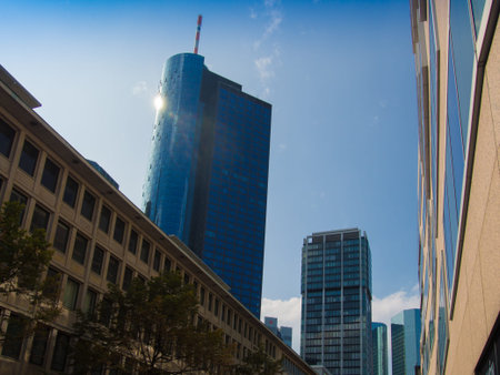 Business buildings in the financial district of Frankfurt, Germanyのeditorial素材