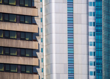 Facades of skyscrapers in the center of Frankfurt, Germany