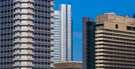 Facades of dynamic office buildings in the center of Frankfurt, Germanyのeditorial素材