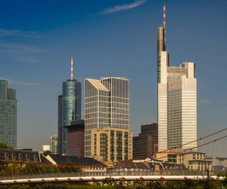 Skyline of Frankfurt, Germany, and the river Mainの写真素材