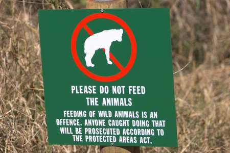 Warning sign not to feed the animalsの写真素材