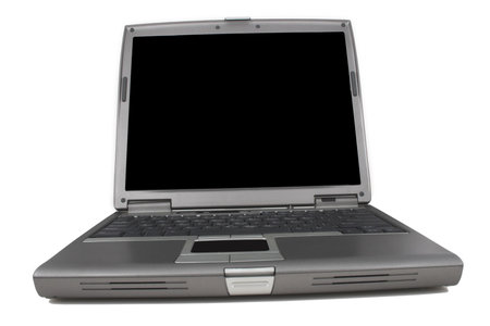 Laptop from the front on white background