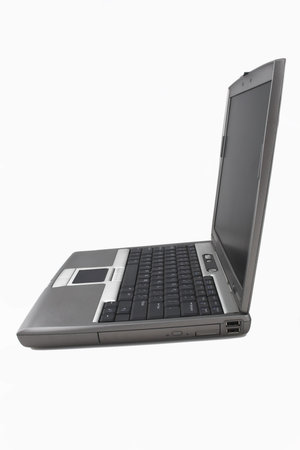 Personal computer opened on white background