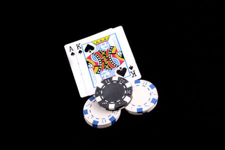 Black jack with spades on black backgroundのeditorial素材