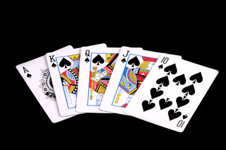 Royal flush of spades in a poker gameのeditorial素材