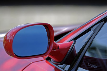 Mirror on a fast carの写真素材