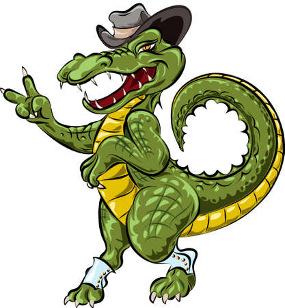 The grinning crocodile looks like dandy in the hat and gaitersのイラスト素材