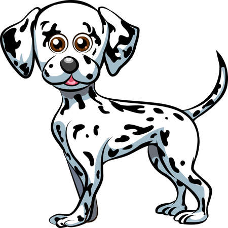 Funny illustration with cute dalmatian puppy drawn in cartoon styleのイラスト素材