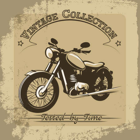Vector illustration of vintage motorcycle drawn in retro poster styleのイラスト素材