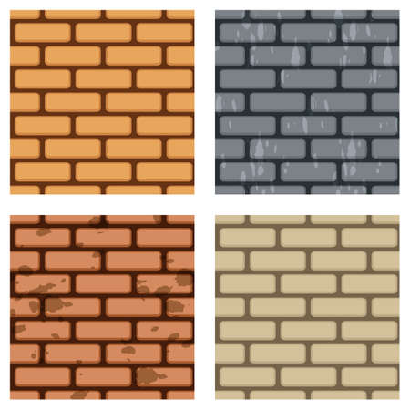 Brick wall pattern collection. Four seamless brick wall vector patterns.のイラスト素材