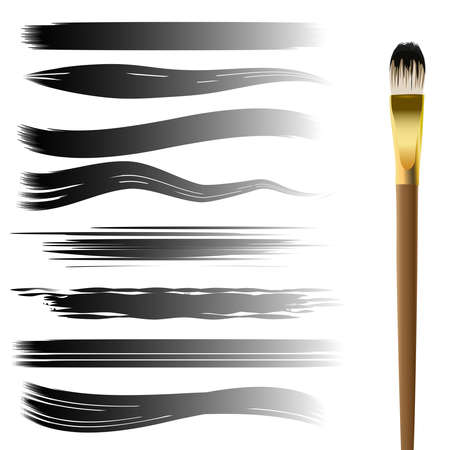 Set of brush strokes collection. Vector hand drawn brushes for your design isolated on white.のイラスト素材