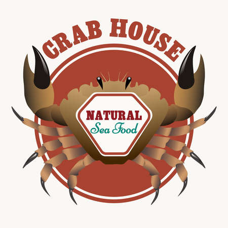Sea food poster with crab over white background Vector illustrationのイラスト素材