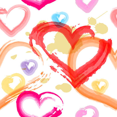 A Seamless background with hearts in watercolor style. Vector illustration.のイラスト素材
