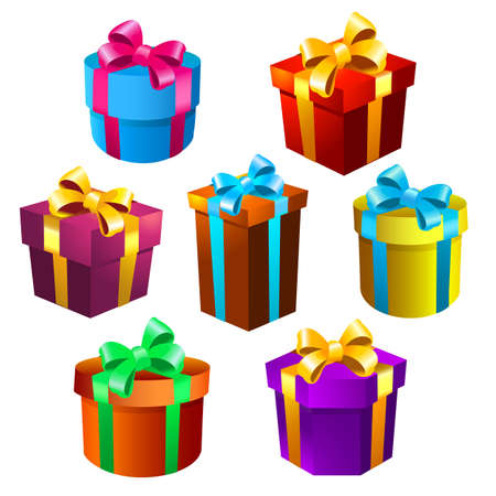 Colorful Gift Boxes Set. Vector illustration.のイラスト素材