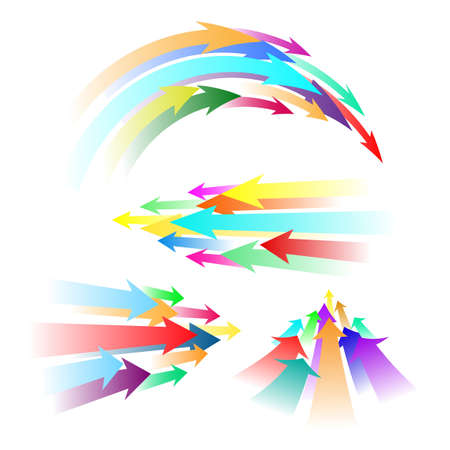 Abstract flying colored arrows set. Elements for your web design. Vector illustration.のイラスト素材
