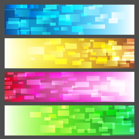 Colorful horizontal banners with rectangles pattern. vector illustration.のイラスト素材