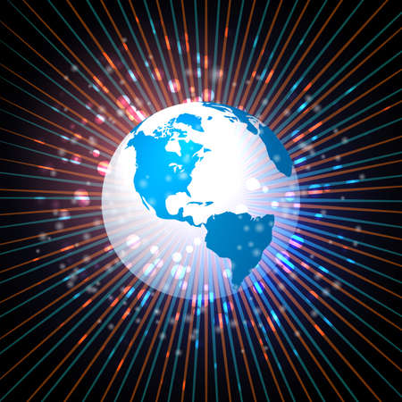 Planet Earth globe in space. Vector illustration.のイラスト素材